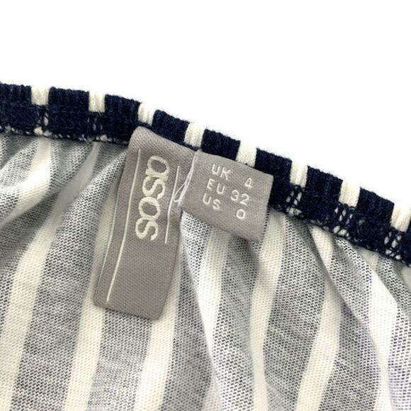 ASOS Navy Stripe Halter Mini Dress Size 0 Tie Open Back Nautical - Picture 7 of 7